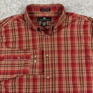 Consesus Wrinkle Resistant Long Sleeve Button Down Mens Large Red Plaid